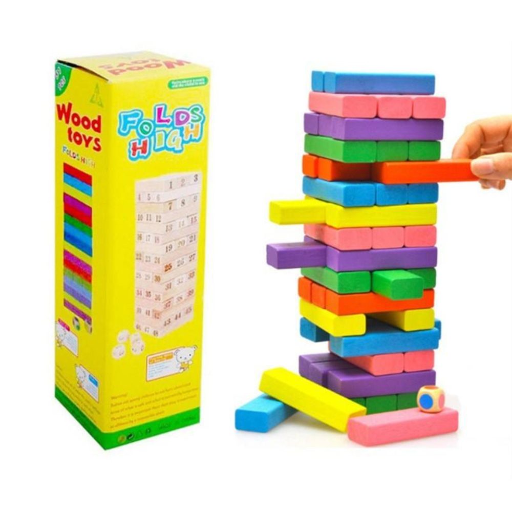 Kids 48pcs Wooden Colour Building Blocks Box