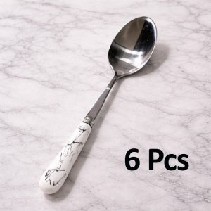 6pcs White Marble Handle Tea Spoon photo 1