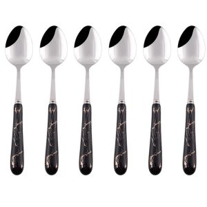 6pcs Black Marble Handle Tea Spoon photo 1