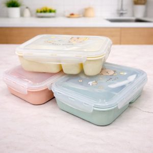 4 Compartment Rectangular Lunch Box with Spoon photo 1