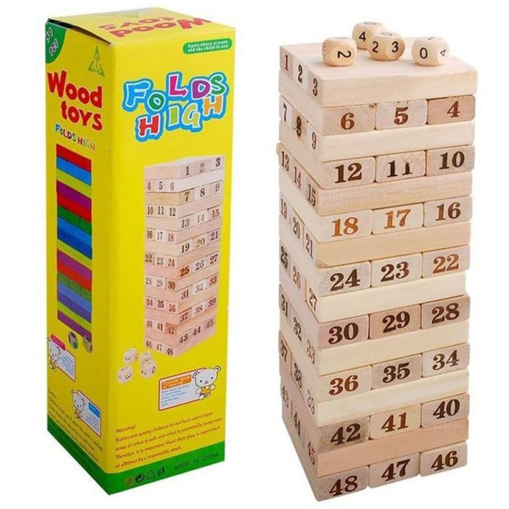 Kids 48pcs Wooden Number Building Blocks Box