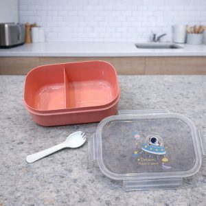 2 Compartment Oval Lunch Box with Spoon photo 1