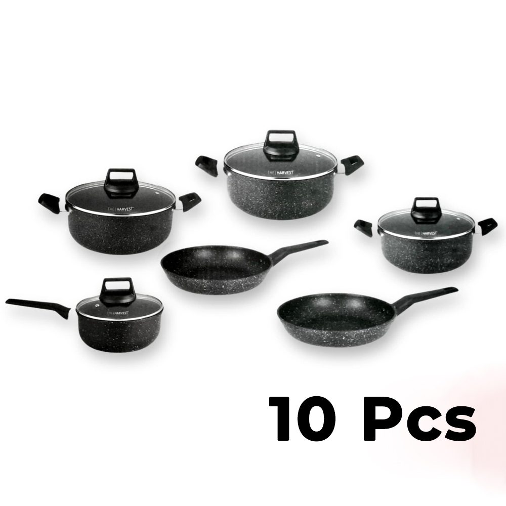 Mitshu 10pcs Marble Non-Stick Cookware Set